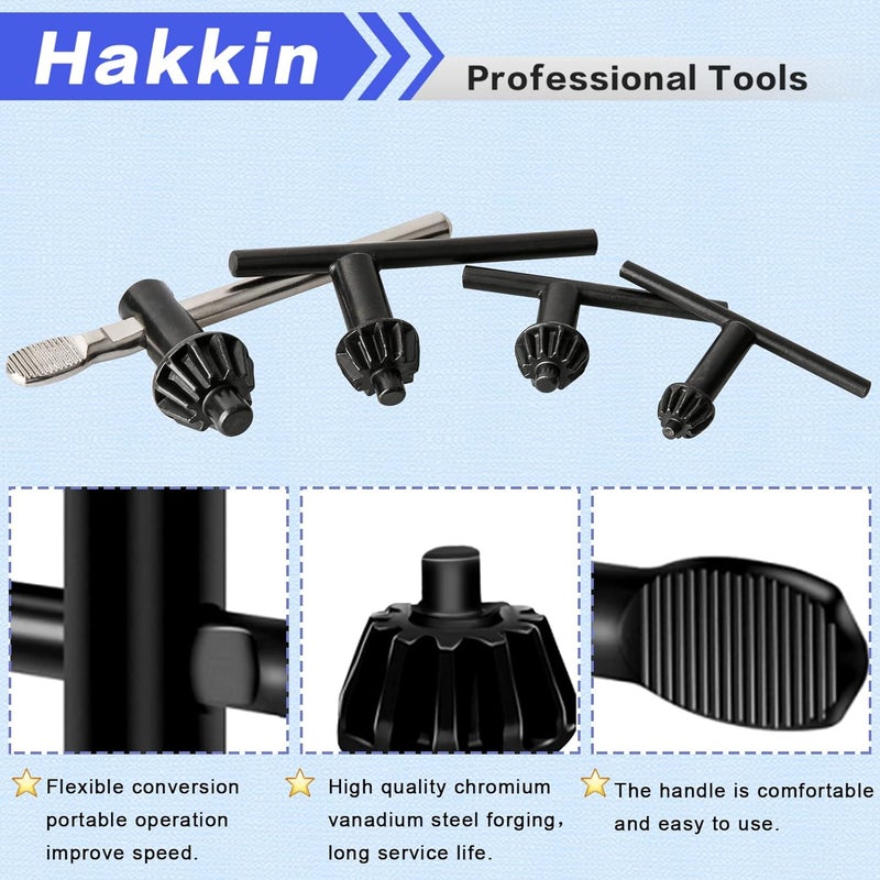 Hakkin Drill Chuck Key 6 Sizes Drill Chuck Key Wrench, 3/4" 5/8" 1/2" 3/8" 1/4" 5/32" Carbon Steel Heavy Duty Replacement Drill Press Chuck Key, Electric Drill Clamping Tool - Image 3
